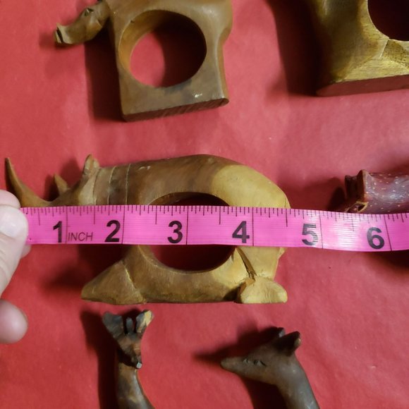 1980s Wood African Elephant + Rhino + multiple Animals From Kenya Africa Hand Ca - Picture 6 of 16